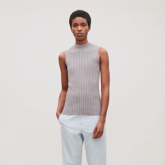 COS Tops - COS Ribbed Sleeveless Mock Neck Knit Sweater  NWOT
